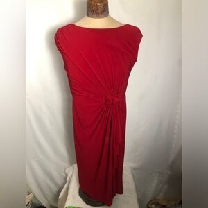Womens Red Dress with Roses. Cleo. Size 10.